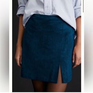 Anthropologie Maeve Faux-Suede Mini Skirt Dark Turquoise Size 8 Medium M